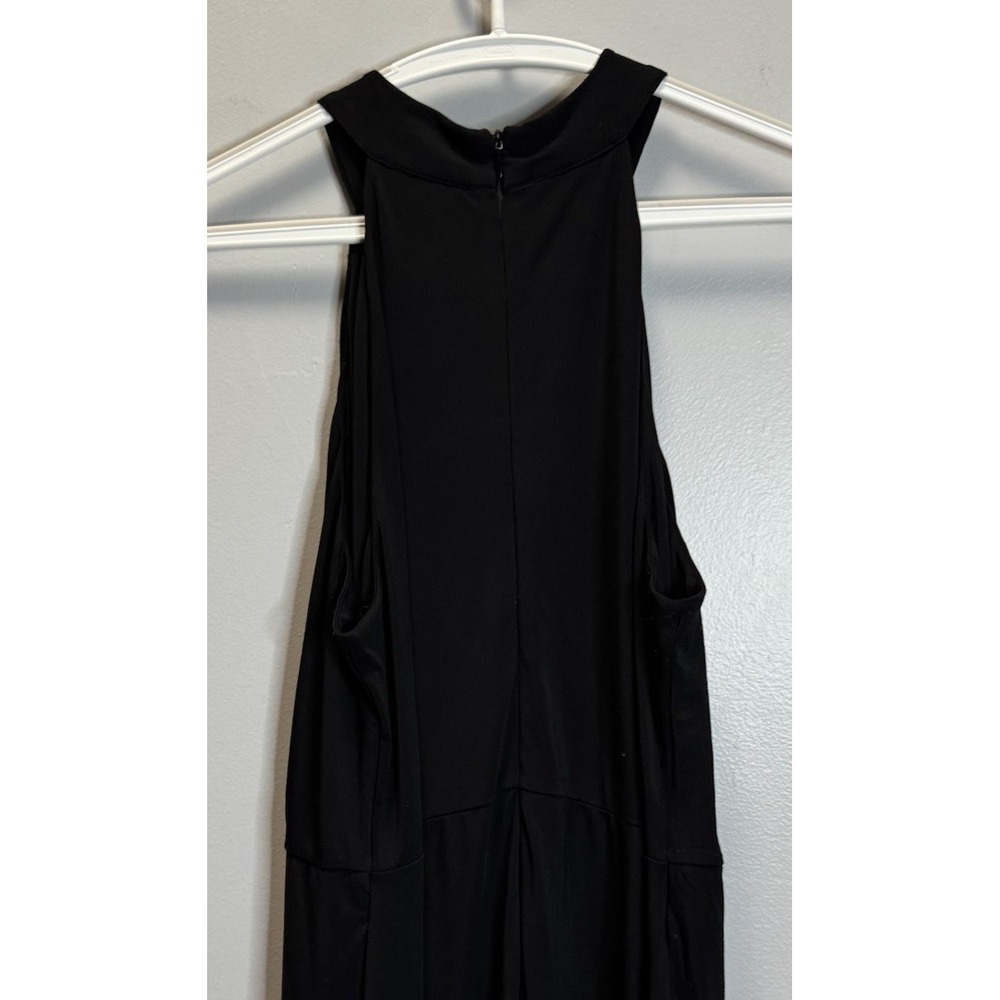 Venus Dress Maxi Woman's Large Black Halter Sleeveless Wrap Open Front Lined - Picture 7 of 11